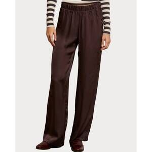 NEW PERFECTWHITETEE camile satin wide leg pant in cocoa